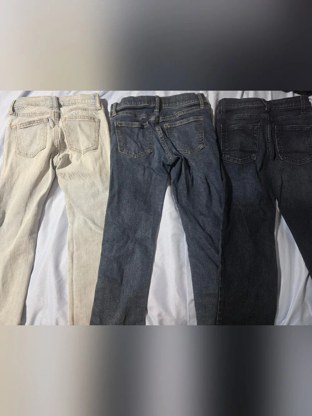 Boys Skinny Jeans Trio — Light Denim, Medium Blue Ripped, Dark Blue Size 6